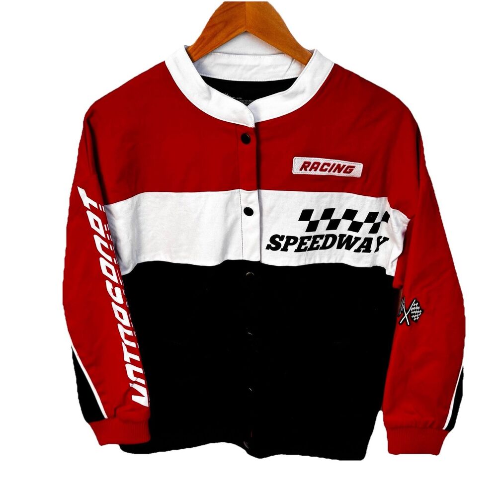 Art Class Racing Jacket Girls Sz L/10-12, Red/Black/White “Speedway” Motorsport